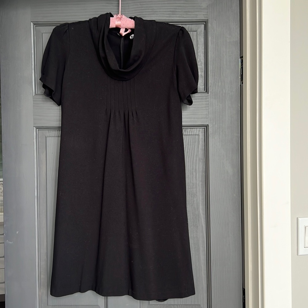 Calvin Klein black short sleeve babydoll dress, size small petite